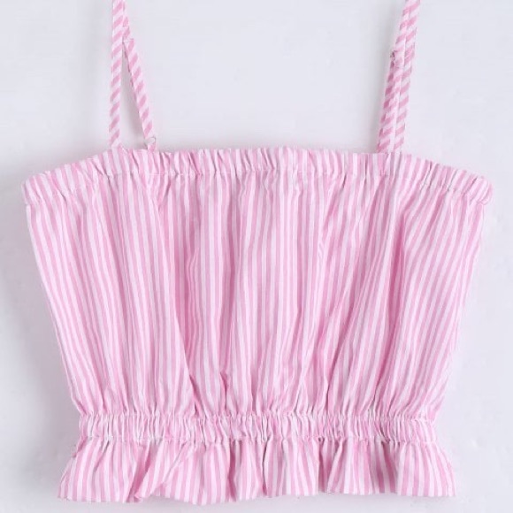 Kimchi Blue Tops - Kimchi Blue pink and white strapped cropped top